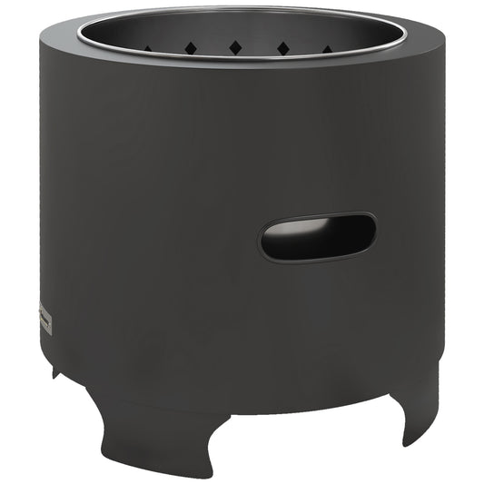 Smokeless Fire Pit, 45cm Portable Wood Burning Firepit, Round Metal Bonfire Stove with Poker for Garden, Camping, Black