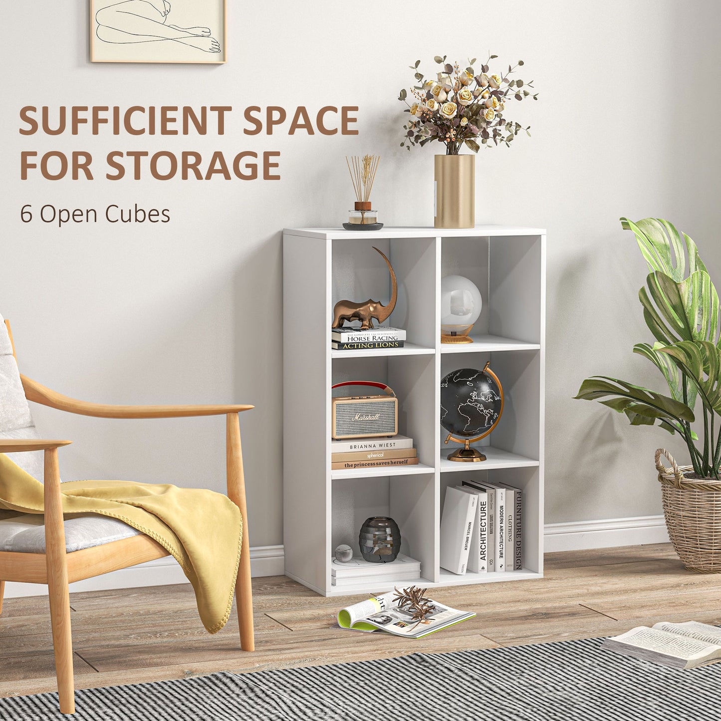 6-Cube Bookshelf - White