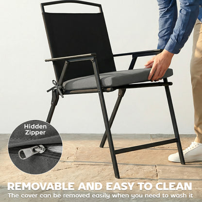 Set of 6 Outdoor Seat Cushions with Machine Washable Cover, Water Repellent Seat Cushions Dark Grey