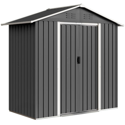 6.5 x 3.5ft Metal Garden Storage Shed - Dark Grey
