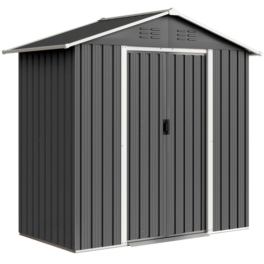 6.5 x 3.5ft Metal Garden Storage Shed - Dark Grey