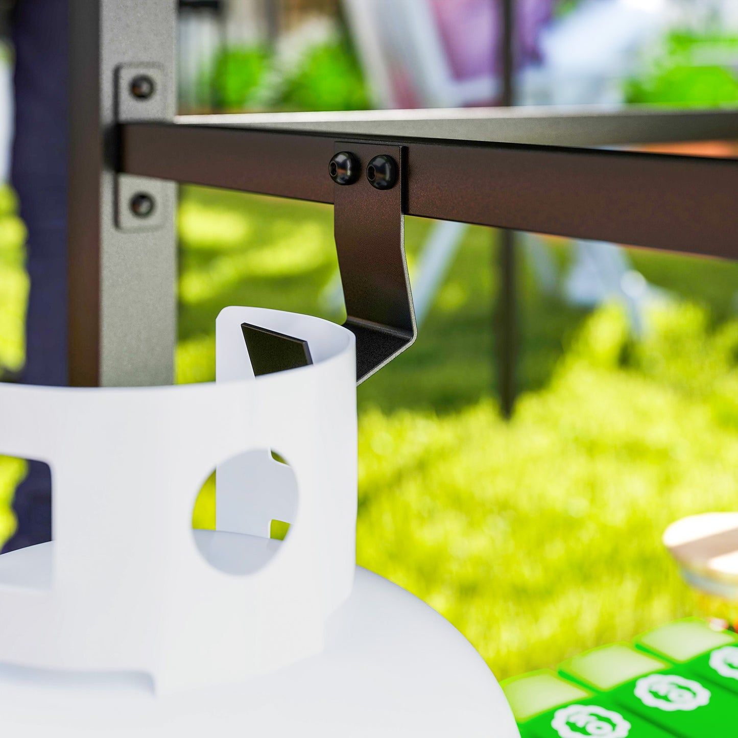 Outdoor Grill Dining Cart 2-Shelf Movable Pizza Oven Table Stand with Stainless Steel Top