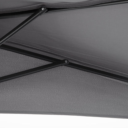 3(m) Half Parasol Semi Round Umbrella Patio Metal Frame Crank Handle for Balcony-- NO BASE INCLUDED, Grey
