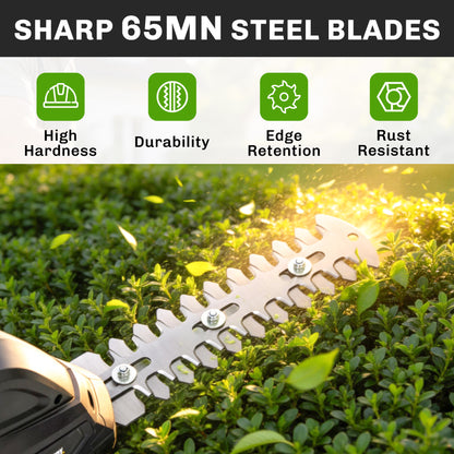 2-in-1 Cordless Hedge Trimmer & Grass Shear with 7.2V 2 x Rechargeable 2000mAh Batteries, 2 Changeable Blades
