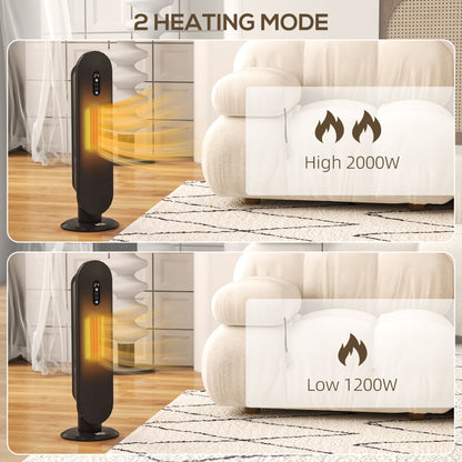 45° Oscillating Ceramic Space Heater, with Remote - Black