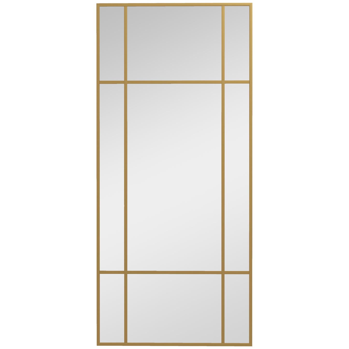 Decorative Grid Wall Mirror, with Back Hooks - Gold Tone