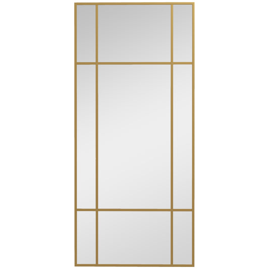Decorative Grid Wall Mirror, with Back Hooks - Gold Tone
