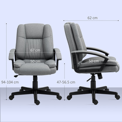 Linen-Look Padded Office Chair - Grey