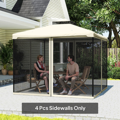 302 x 207cm Universal Replacement Mesh Sidewall Netting for Patio Gazebos and Canopy Tents, (Sidewall Only) Cream White