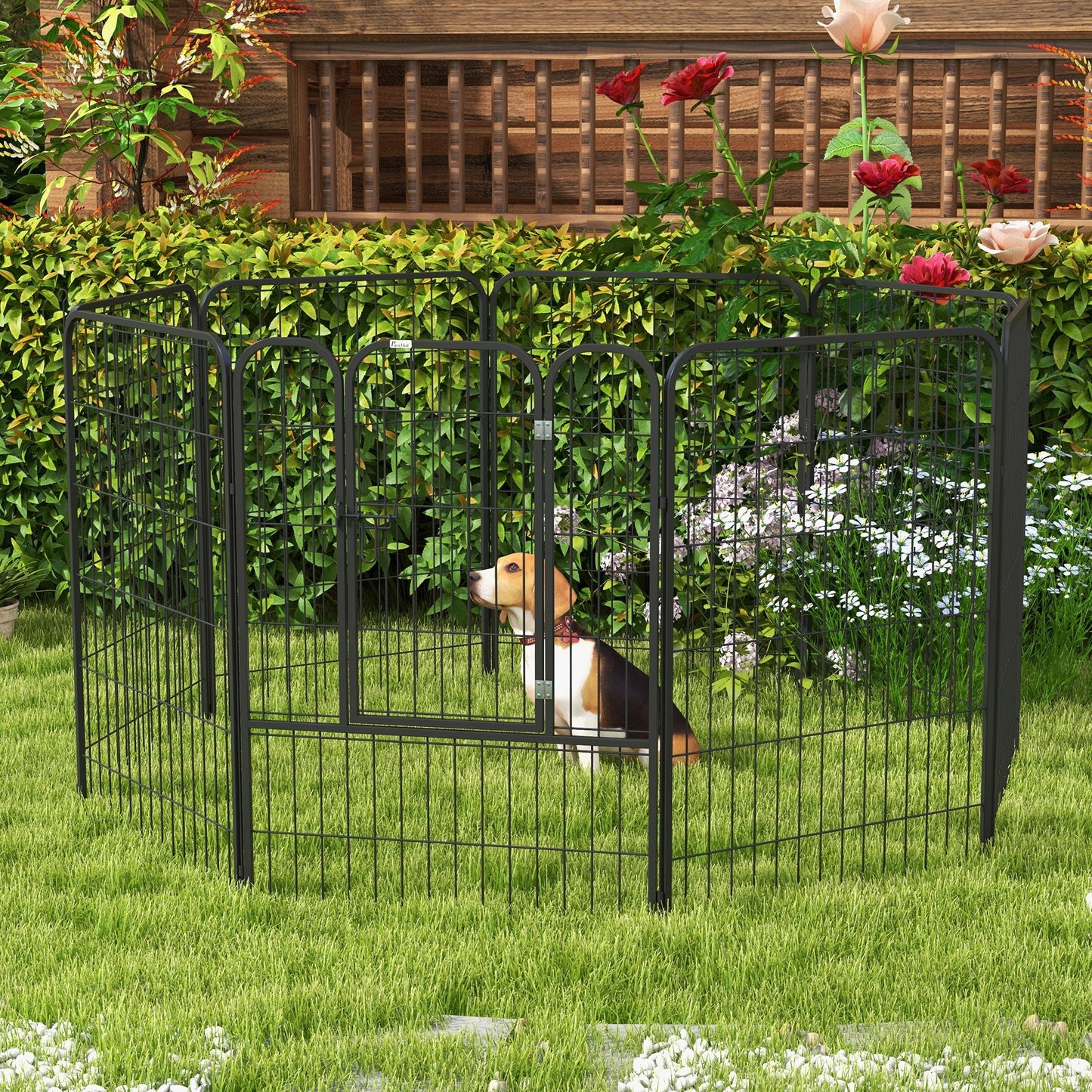 8 Panels Heavy Duty Puppy Playpen, for Large, Medium Dogs, Indoor and Outdoor Use - Black