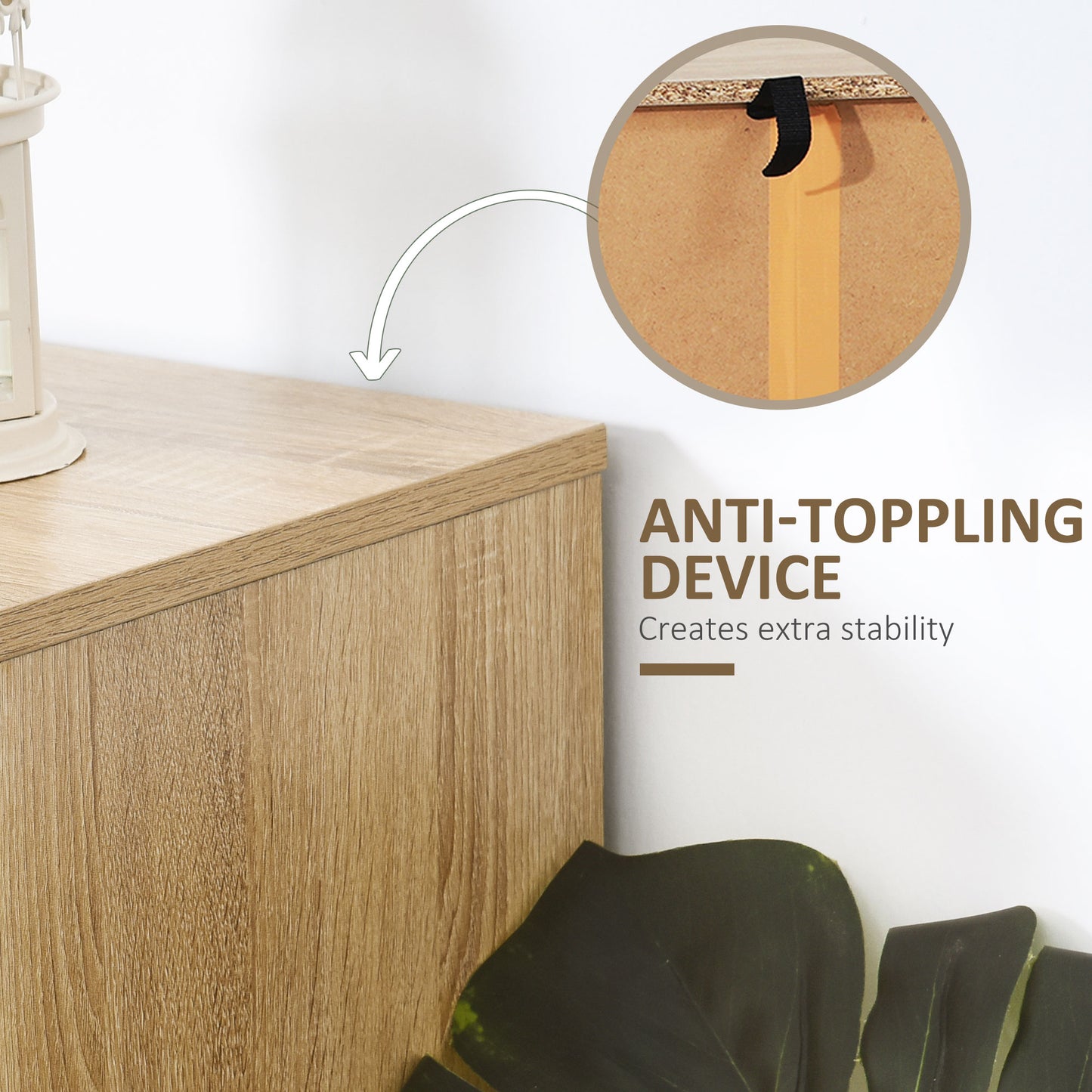 Bedroom Chest of Drawers, 6 Drawer Dresser, Sideboard Cabinet with Zigzag Design and Metal Base, Storage Drawer Unit