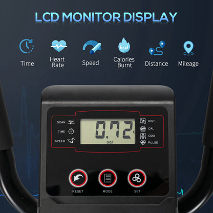 Elliptical Cross Trainer, Home Cardio Workout Machine with Eight Level Magnetic Resistance, LCD Monitor, Heart Rate Sensor