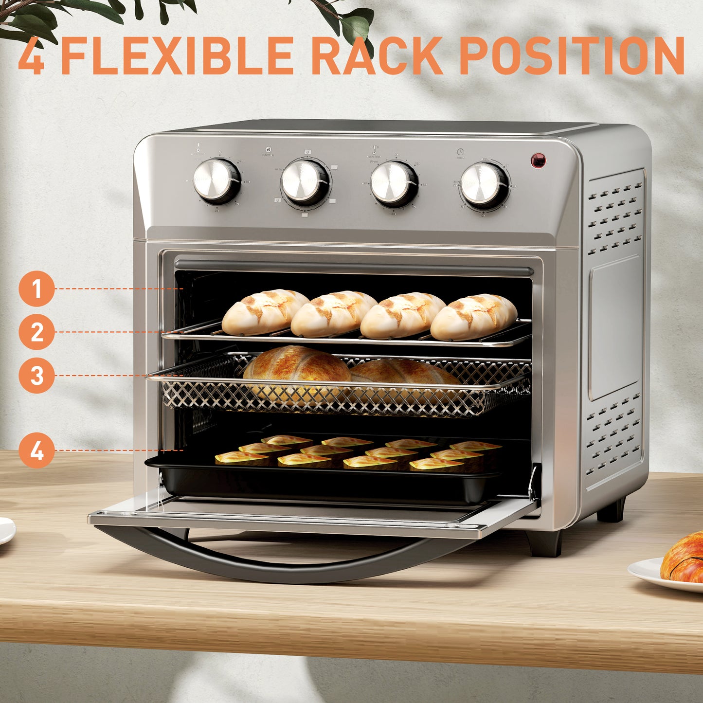 24L Air Fryer Oven, Mini Oven, Oil Free Cooking, Grill, Roast, Bake, with Adjustable Temperature, Timer, Touch Screen
