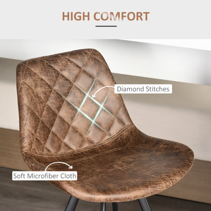 Set Of 2 Bar Stools Vintage Microfiber Cloth Tub Seats Padded Comfortable Steel Frame Footrest Quilted Home Bar Cafe Kitchen
