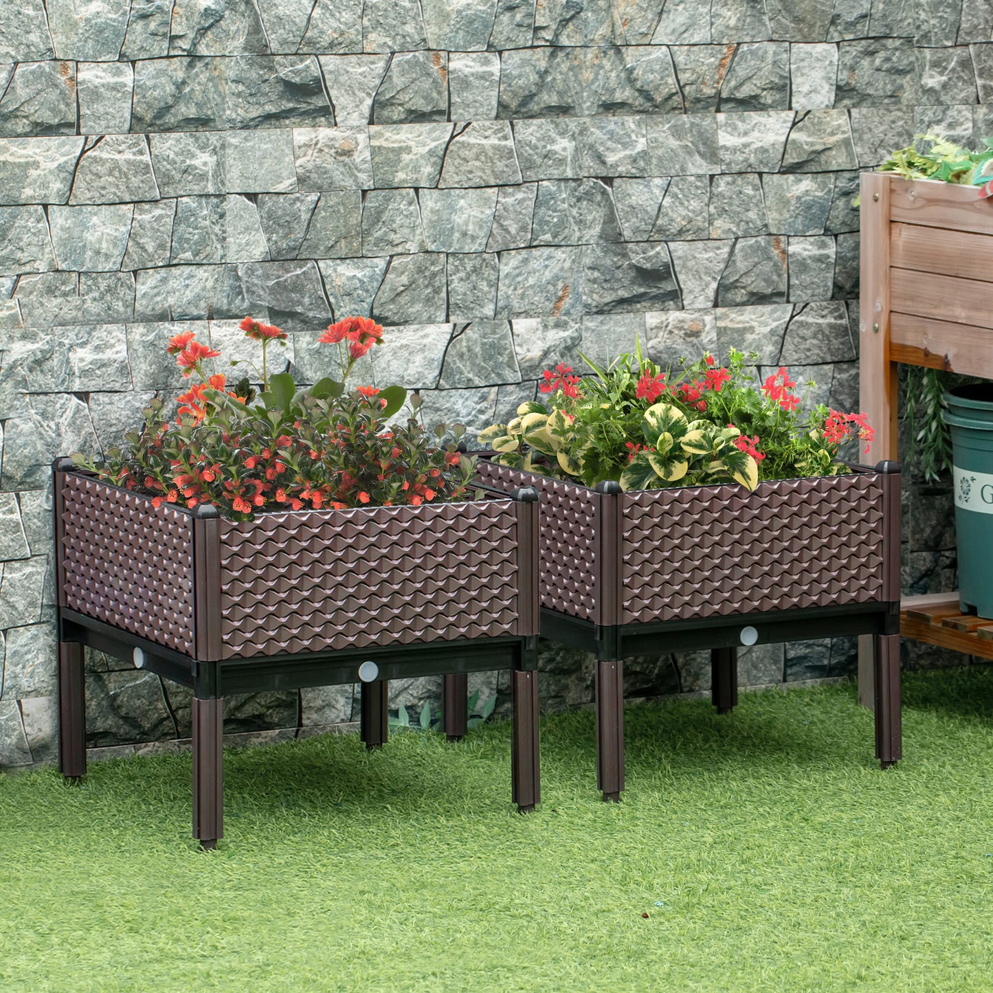 Set of 2 Indoor/Outdoor Planter Boxes | Garden Raised Elevated Beds