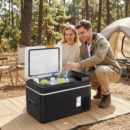 30L Compressor Car Fridge Freezer, Camping Refrigerator with App Control, 12/24V DC and 100-240V AC, Black