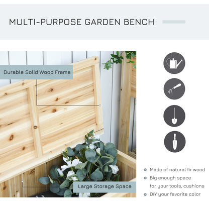 Wood Storage Bench for Patio Furniture, Outdoor Garden Seating Tools