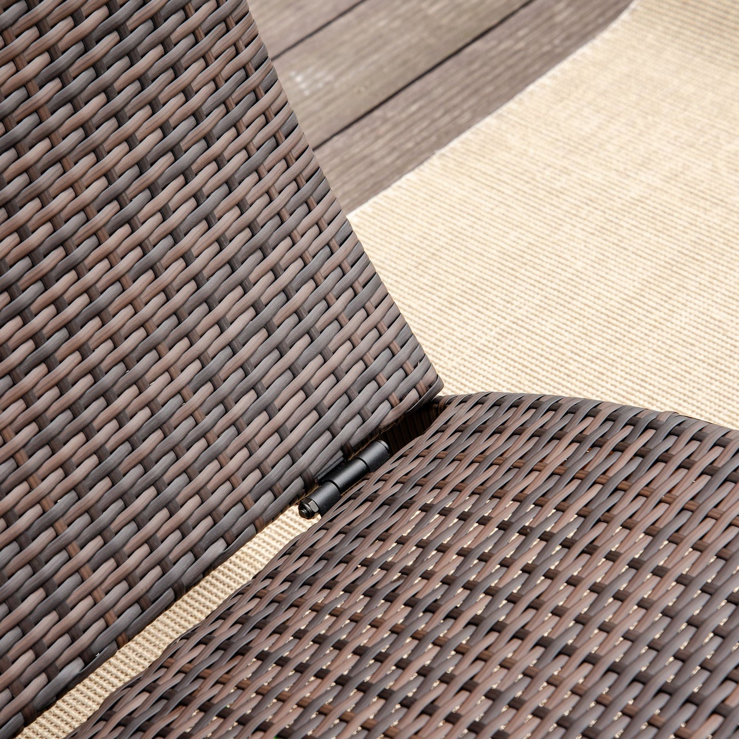 Folding Sun Lounger, PE Rattan Garden Lounger Chair with Soft Padded Cushion, Ergonomic Curved Design Sun Bed for Balcony
