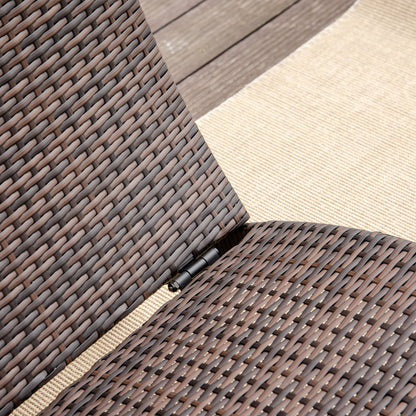 Folding Sun Lounger, PE Rattan Garden Lounger Chair with Soft Padded Cushion, Ergonomic Curved Design Sun Bed for Balcony