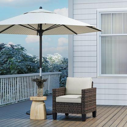 Single Rattan Armchair, with Cushions - Brown