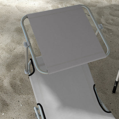 Folding Sun Lounger Set of 2 with Canopy, Reclining Sunbed with 4-Position Adjustable Backrest, 600D Oxford Cloth