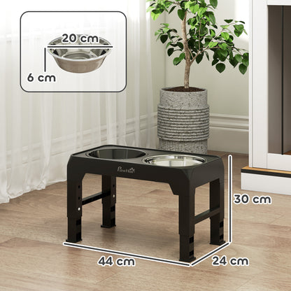 Raised Dog Bowl, Foldable Elevated Dog bowls with Slow Feeder, 4 Adjustable Heights, for Small Medium Large Breeds
