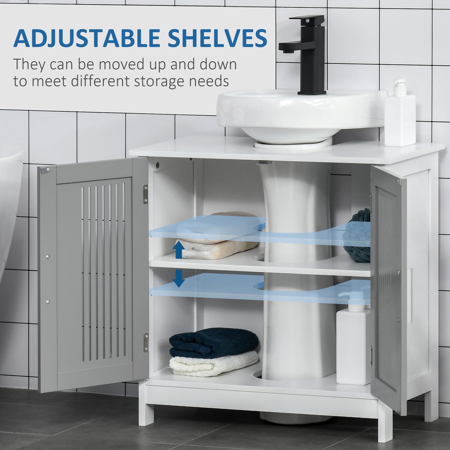 Modern Under Sink Cabinet with 2 Doors, Bathroom Vanity Unit, Pedestal Under Sink Design