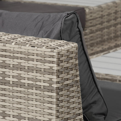 4 PCs Rattan Garden Furniture Outdoor Sectional Corner Sofa and Coffee Table Set Conservatory Wicker Weave Furniture with Arm