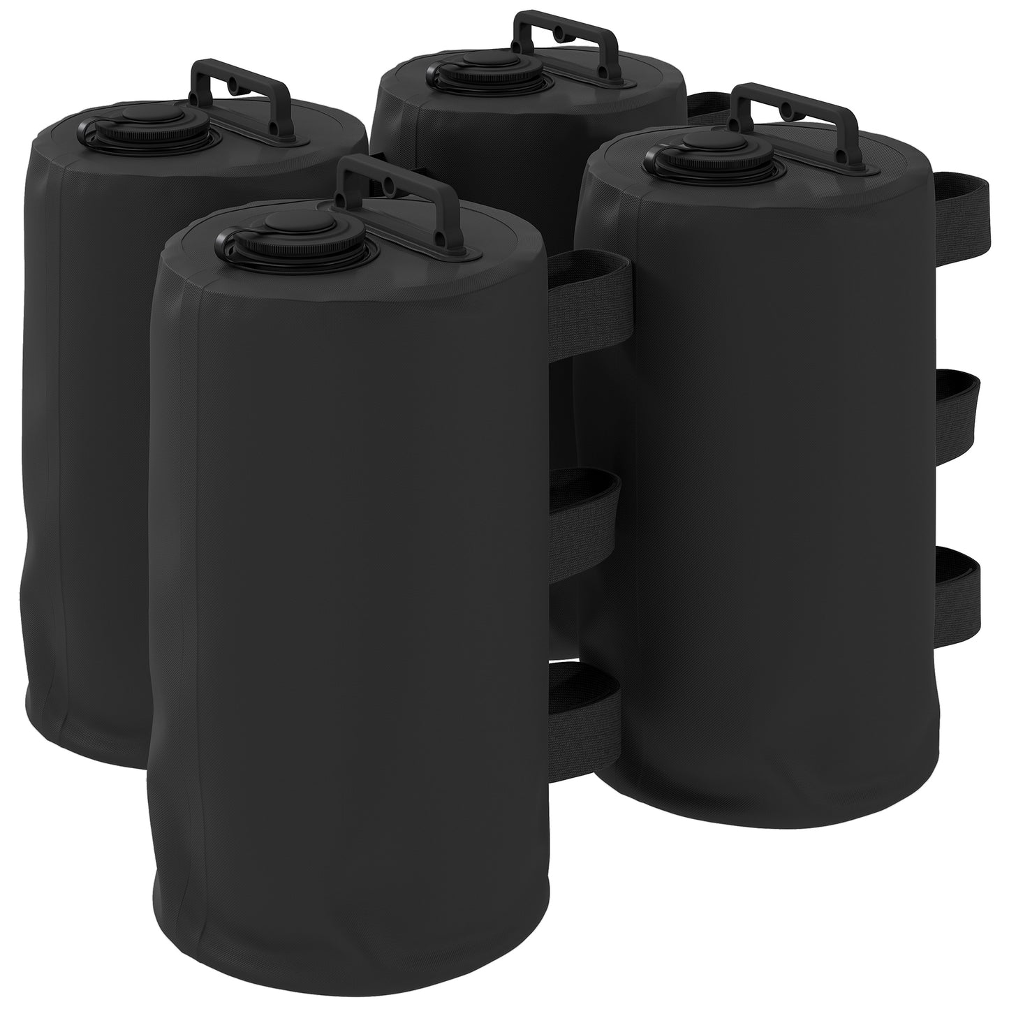 Set of 4 Gazebo Weights Sand Bags, Gazebo Water Weights Bags with Carry Handles for Garden Marquee, Parasol, Black