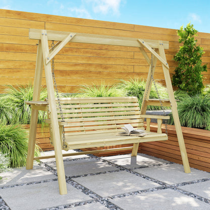 Three-Seater Wooden Swing Bench