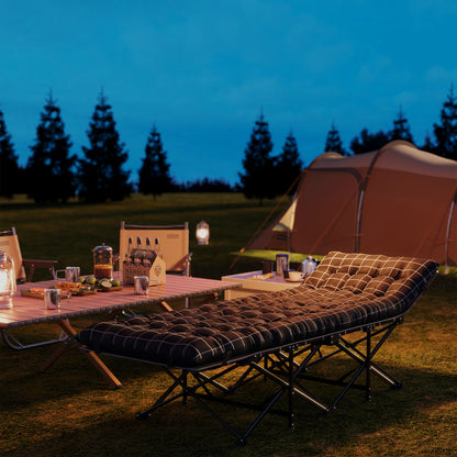 67cm Wide Folding Bed, Camping Cot for Adults with Mattress, Storage Pocket, Carry Bag, Max Load 150kg, Black