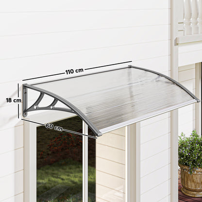 Front Door Canopy, Outdoor Awning, Rain Shelter, 110 x 60cm, Grey