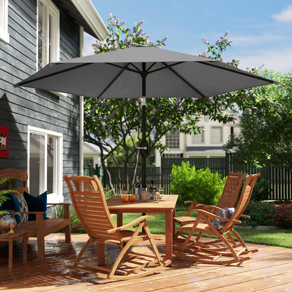 2.6 m Garden Parasol Umbrella with Aluminium Pole, Outdoor Patio Umbrella with Tilt and Crank, Vent, Grey
