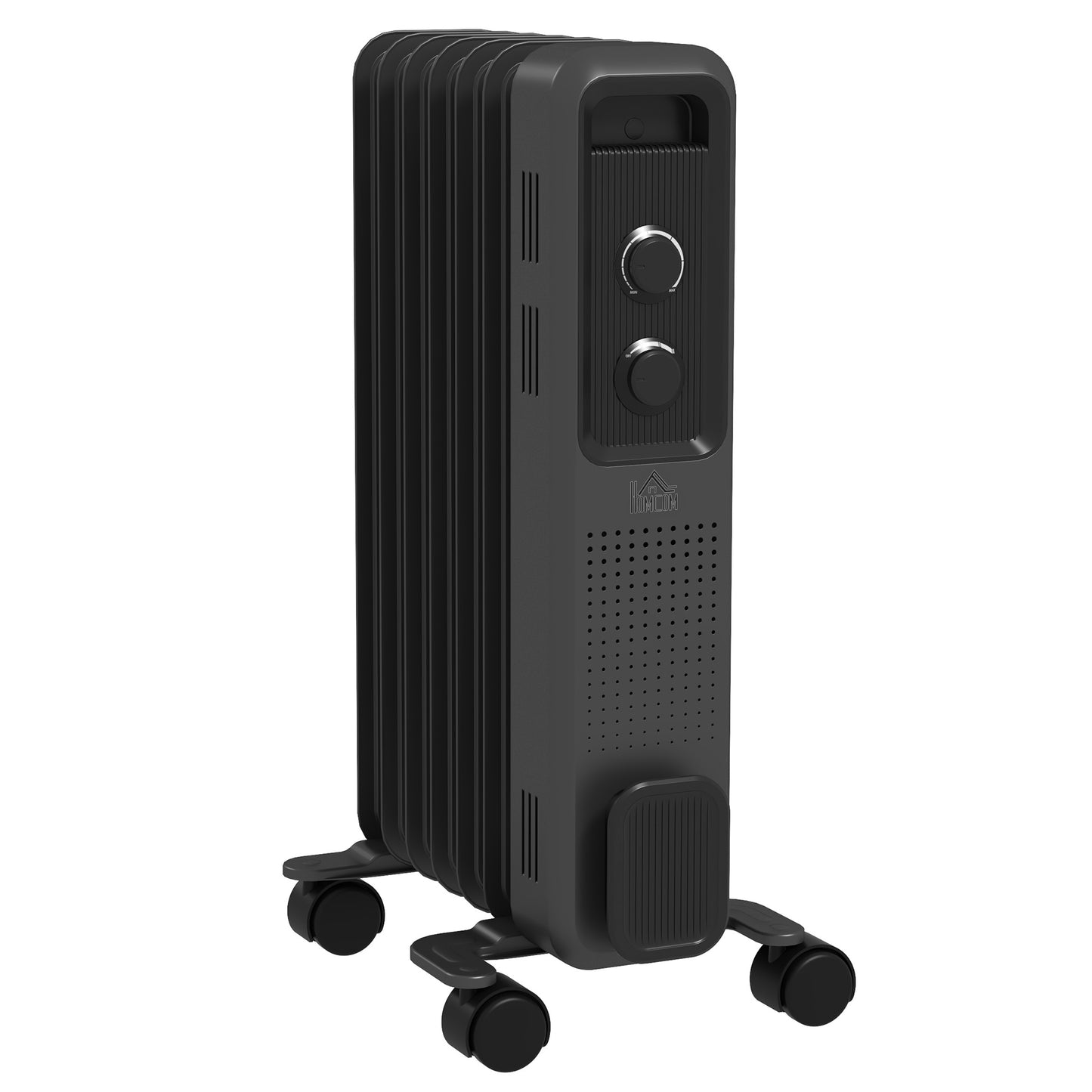 1500W Oil Filled Radiator, Portable Electric Heater with 3 Heat Settings, Safety Cut-Off and Wheels, Grey