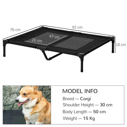 Large Raised Dog Bed Cat Elevated Lifted Cooling Portable Camping Basket Outdoor Indoor Mesh Pet Cot Metal Frame Black