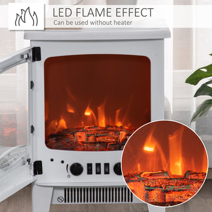 Electric Fireplace Stove, Free standing Fireplace Heater with Realistic LED Flame Effect and Adjustable Brightness