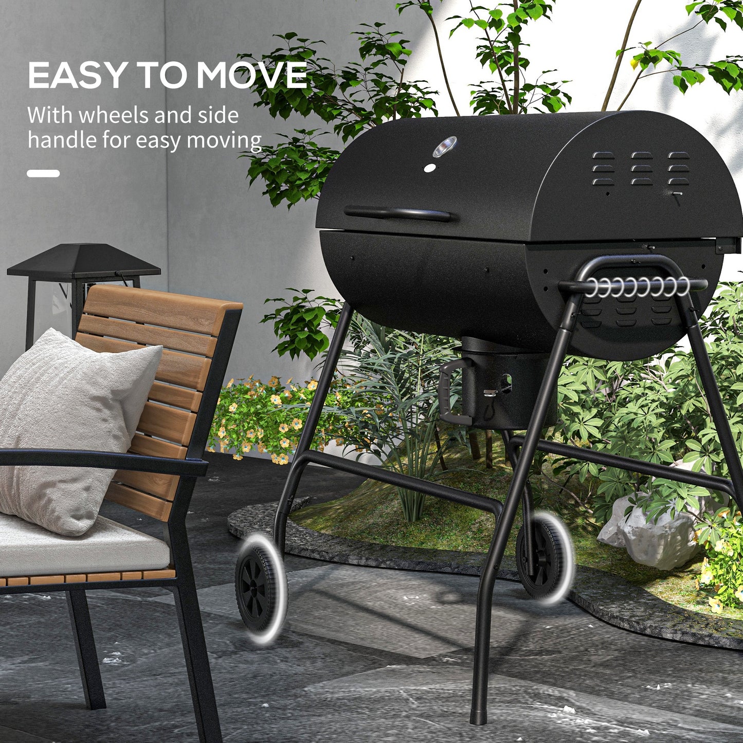 Steel Charcoal BBQ, with Ash Catcher and Warming Rack