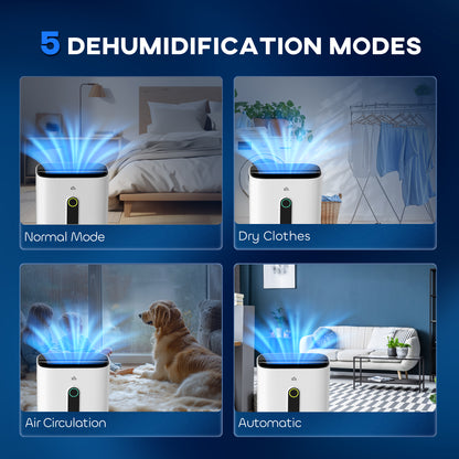6500mL Portable Dehumidifier with Air Purifier Filter, 24H Timer, 4 Modes, 22L/Day, for Home Laundry Basement