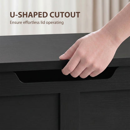 127L Home Storage Box, with Safety Hinges - Black Wood-Effect