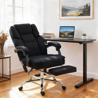 Office Chair with 6-point Vibration Massage and Heat, Fabric Desk Chair with Footrest, High Back, Black