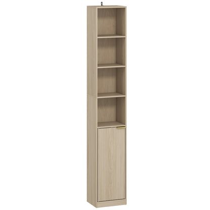 Bookcase Adjustable Shelf Bookshelf Anti-Tip Hardware 6-Tier Storage Cabinet Oak Wood Effect