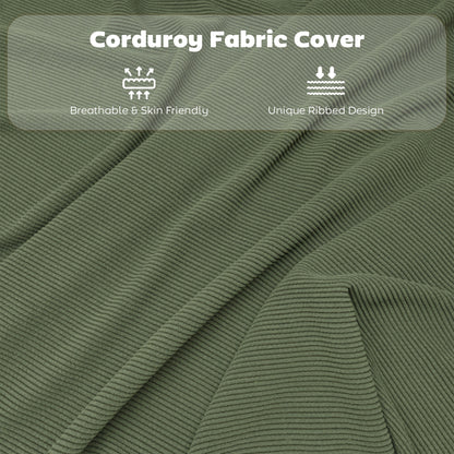 Set of Four Folding Corduroy Seat Chairs - Green