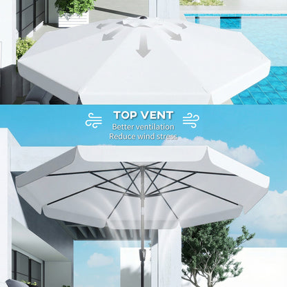 3 m Garden Parasol with Tilt Mechanism & Crank Handle, UPF 30+ Patio Umbrella Outdoor Table Umbrella, Cream White