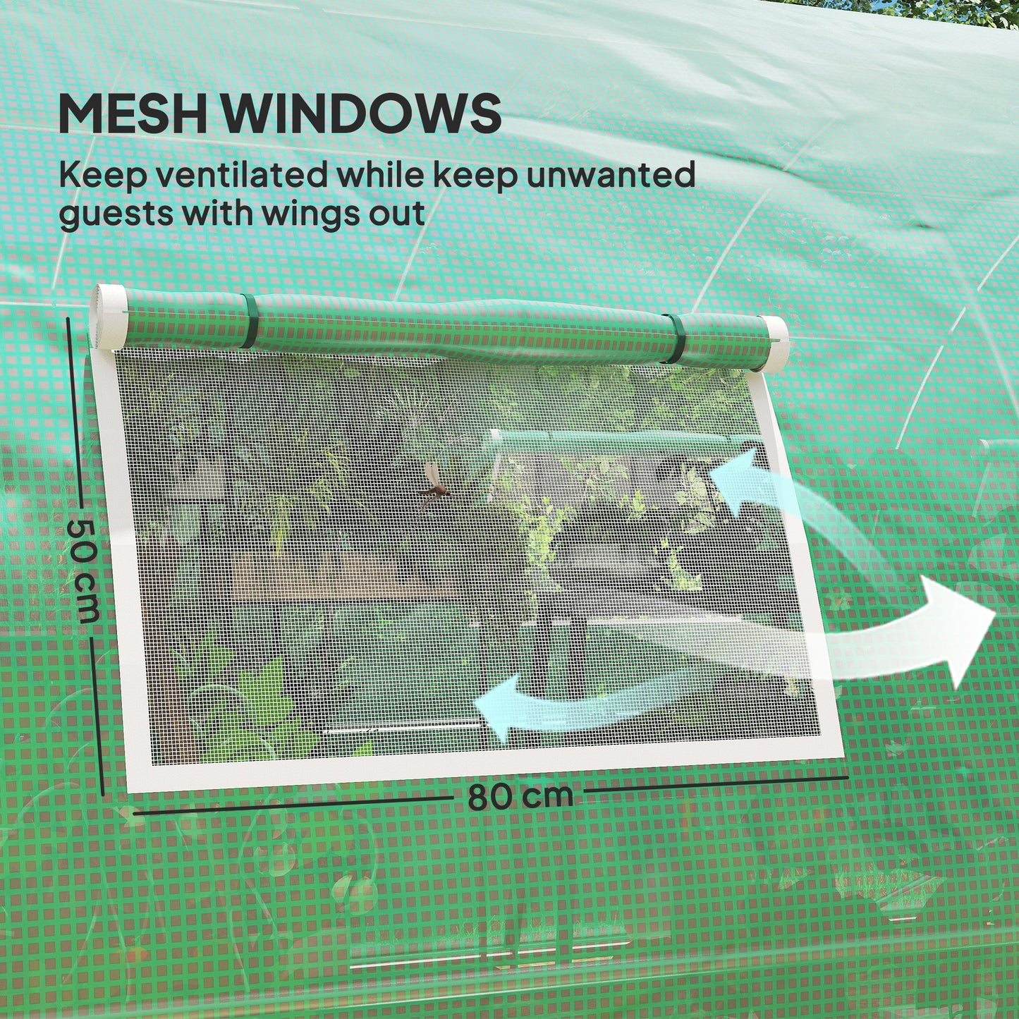 Polyethylene Upgraded Structure Walk-in Polytunnel Greenhouse, 6 x 3 m, Green