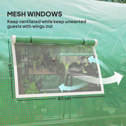Polyethylene Upgraded Structure Walk-in Polytunnel Greenhouse, 6 x 3 m, Green