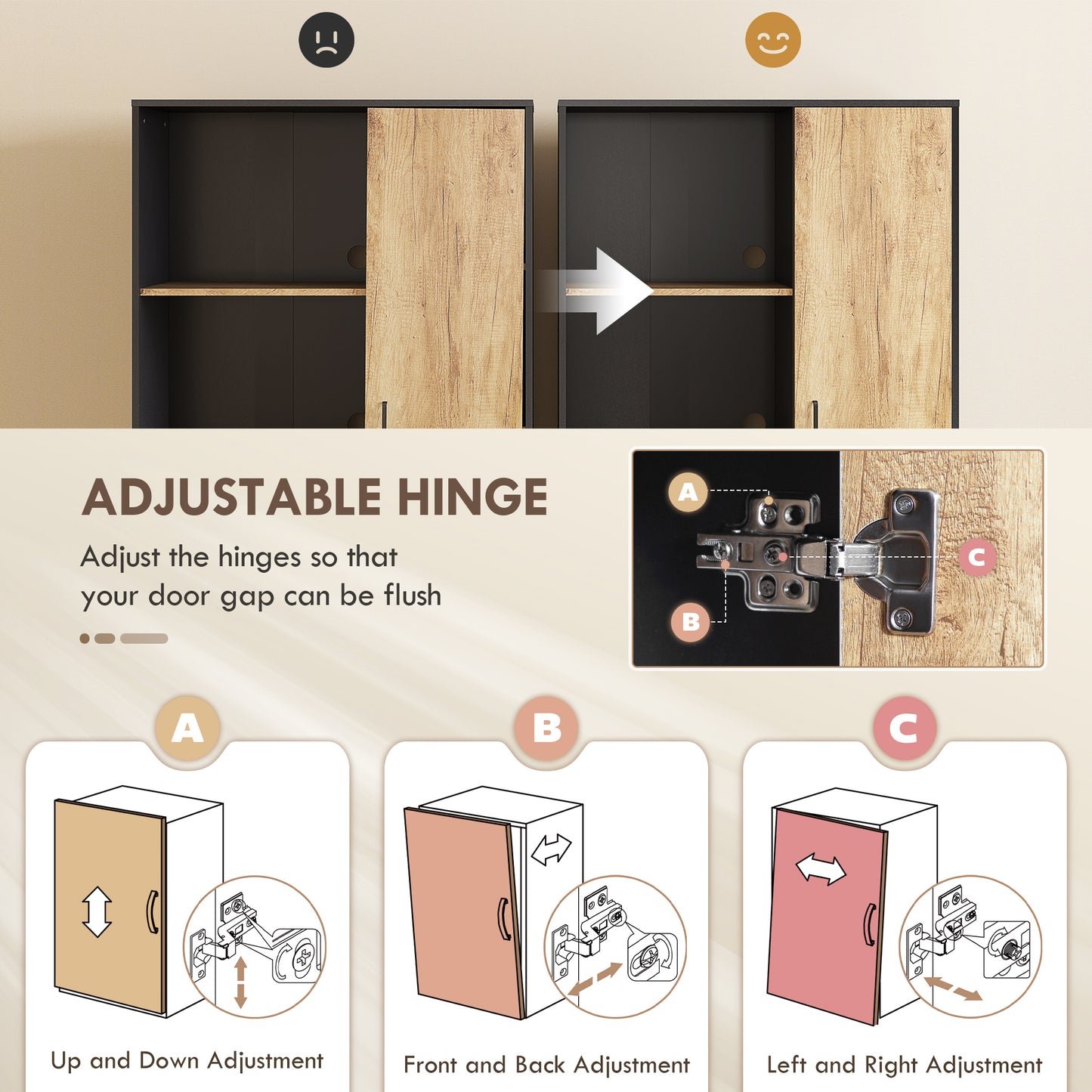 Tall Kitchen Cupboard, Freestanding Kitchen Pantry Cabinet with Adjustable Shelves, Drawers and Soft Close Door, 160cm