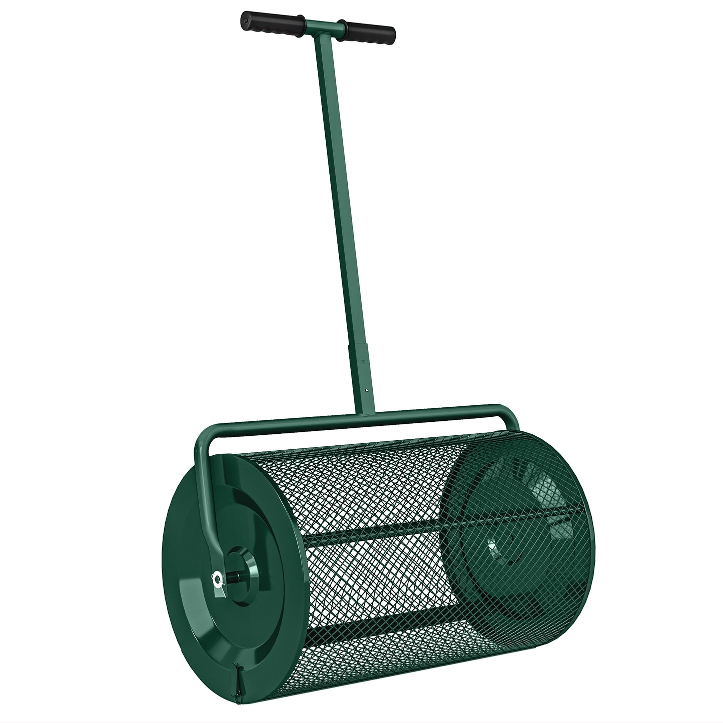 Compost Spreader, 24" Peat Moss Spreader with Height Adjustable T Shaped Handle and Metal Mesh Basket
