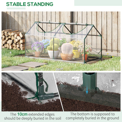 Mini Greenhouse Portable Flower Planter Vegetable Grow House for Garden with Zipped Windows, 120 x 60 x 60 cm, Clear