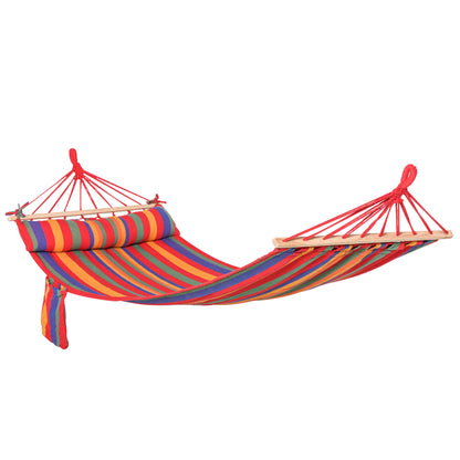 Cotton Hammock, Soft Portable Swing Sleeping w/ Headrest & Side Pocket, Deluxe Swing Chair for Beach, Garden, Bedroom, Patio