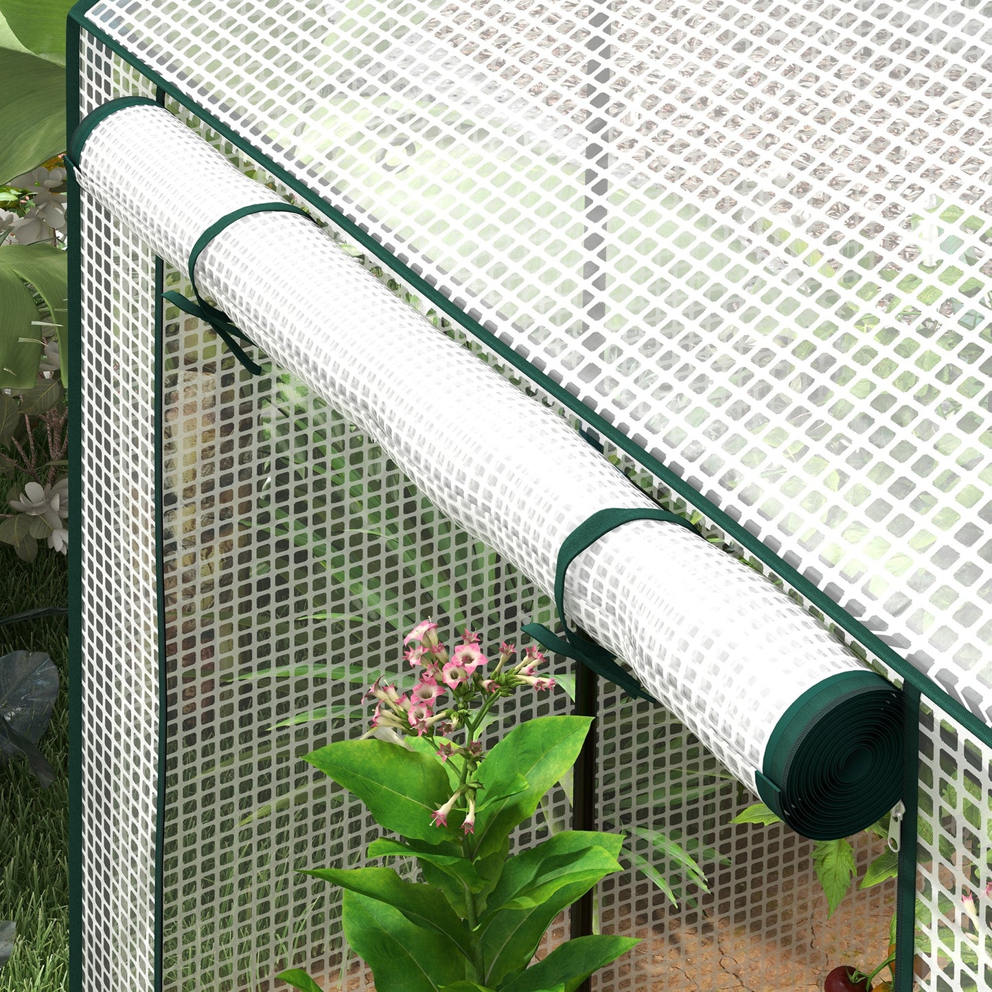Green House, Mini Greenhouse with 2 Roll-up Doors, Vent Holes and Reinforced Cover, 100 x 80 x 150cm